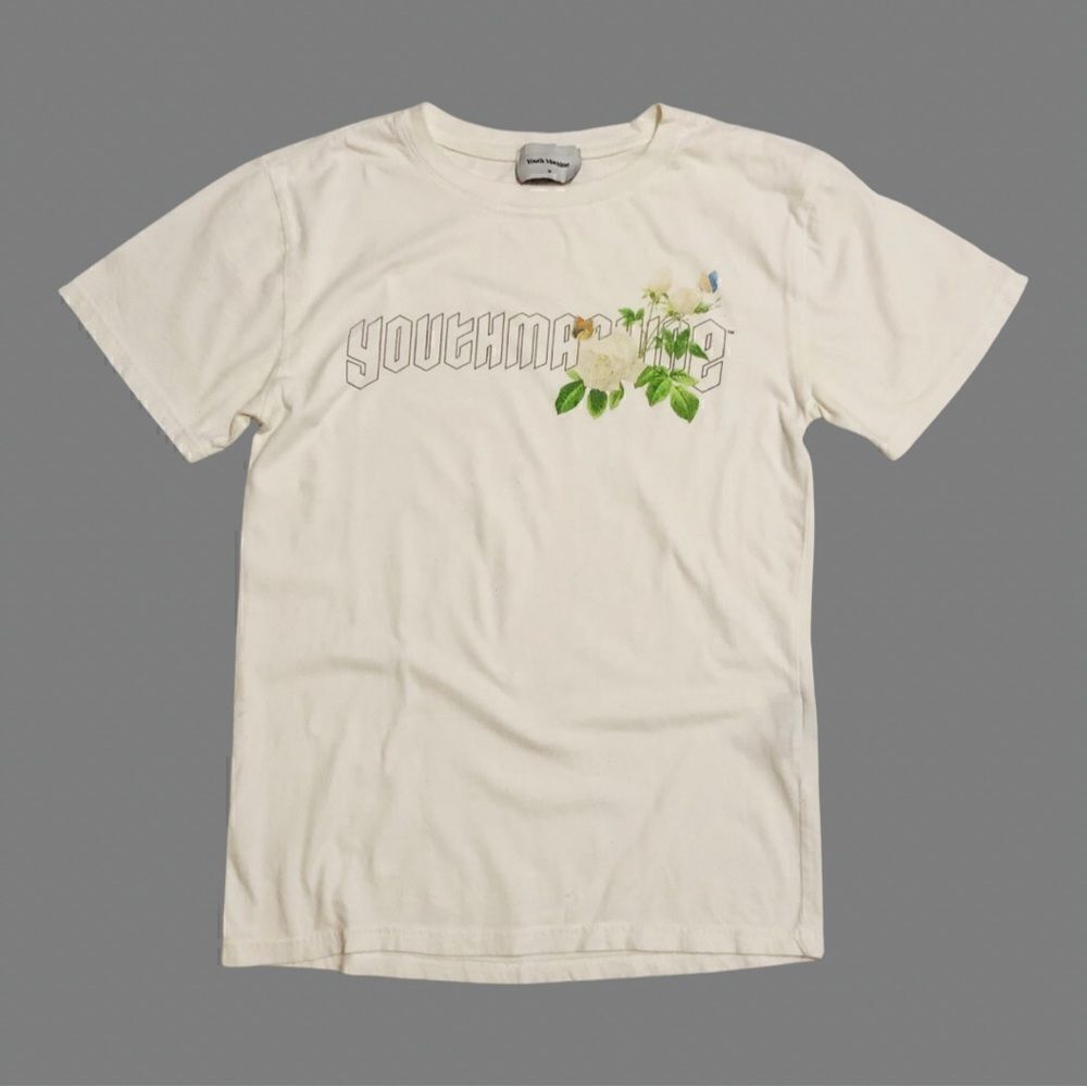 Youth Machine White Floral Butterfly Tee (M)